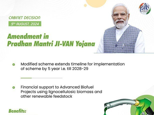 Cabinet approves Amendment in “Pradhan Mantri JI-VAN Yojana” for providing financial support to Advanced Biofuel Projects using lignocellulosic biomass and other renewable feedstock