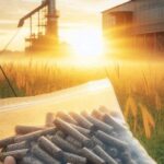 How does the Napier Grass Feeding System and Press Roll (Dewatering) Technology improve biomass pellet production efficiency?