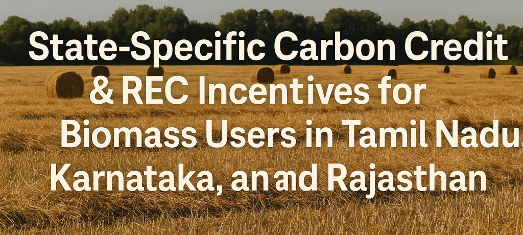 State-Specific Carbon Credit & REC Incentives for Biomass Users in Tamil Nadu, Karnataka, and Rajasthan