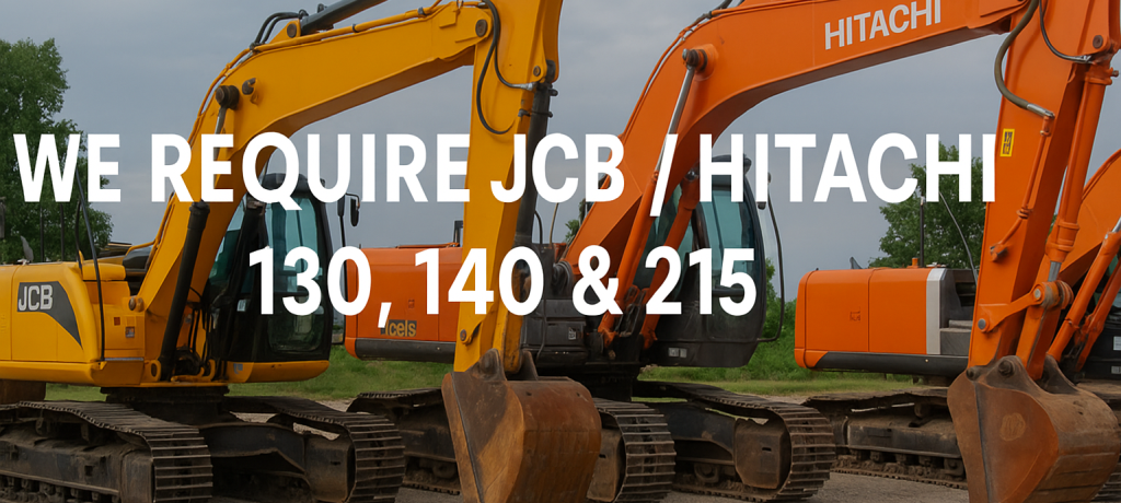 We Require JCB / Hitachi Excavators – Models 130, 140 & 215: Details, Price, Location & Media