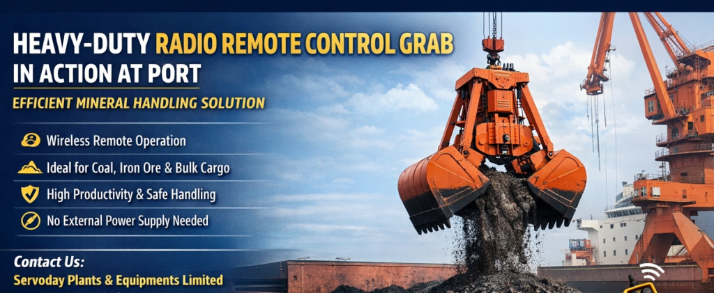 ⚓ Heavy-Duty Radio Remote Control Grab in Action at Port – Efficient Mineral Handling Solution